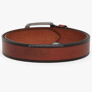 Cinturón informal de cuero de grano superior hecho a mano con estilo para hombre con hebilla de latón plateado mate tamaños personalizados disponibles - Product Image 5