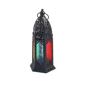 Skies Traders BLACK Antique <b>Brass</b> Moroccan Hexagonal Cutout Stainless Steel Heat Resistant Eco-Friendly Durable Candle <b>Lantern</b> - Product Image 1