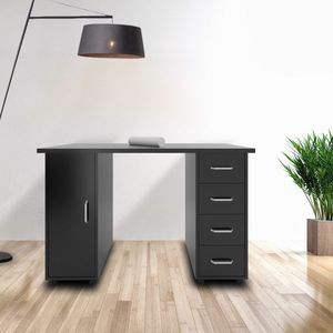 Tavolo per Manicure Nero a Doppio Bordo con Cassetto, Tavoli per Unghie di Alta Qualità - Product Image 1