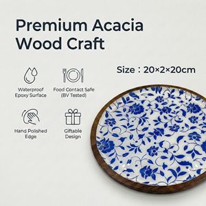 Bandeja de Servir Moderna Hecha a Mano, Duradera, Ecológica, de Madera de Acacia Pulida con Resina, Plato para Exhibición de Postres, Apta para Alimentos, para el Hogar - Product Image 2