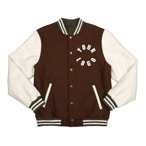 Blouson Bomber en Cuir Polaire Hiver Homme Haute Qualité, Logo Personnalisé, Streetwear, Broderie Chenille, Style Letterman - Product Image 1