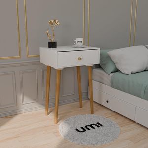 Modern Bedside <b>Table</b> with Solid Wood Legs, Minimalist and Practical End <b>Side</b> <b>Table</b> with Drawer <b>Storage</b>, Easy Assembly - Product Image 1