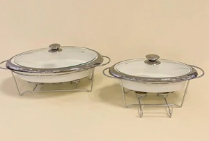 Durable Stainless Steel Chafing Dish <b>Buffet</b> Food <b>Warmer</b> with Glass Lid for Wedding, Hotel And Catering At Best Price - Product Image 4