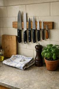 Barre magnétique porte-couteaux en bois faite à la main, écologique, durable et robuste, pour déossage, support mural puissant, vente en gros usine - Product Image 3