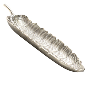 Plateau de service personnalisé en métal de luxe en forme de feuille pour la présentation de la vaisselle de table, en or brillant et en nickel brillant argenté - Product Image 5
