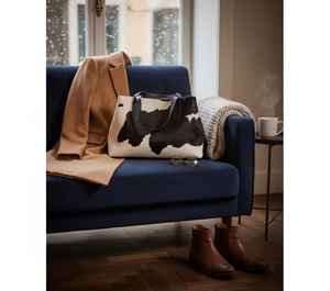 Sac fourre-tout en cuir véritable à poils, avec broderie, couleur unie, fermeture éclair supérieure, pour femme, sac à bandoulière LHTB-0015 - Product Image 2