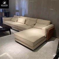 Ensemble de meubles modernes pour le salon, canapé d'angle extra-large en cuir véritable haut de gamme en forme de L, fabriqué sur mesure