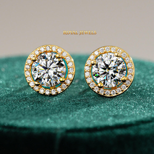 925 Silver Moissanite <b>Stud</b> <b>Earrings</b> VVS D Color Round Screw Back Micro Insert Jewelry for Gift Wedding - Product Image 1