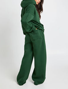 Conjunto Deportivo de Mujer a la Moda, Sudadera con Capucha de Manga Larga y Pantalones Deportivos, Diseño Simple, 100% Algodón Felpa para Otoño e Invierno - Product Image 2