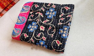 Reversible Embroidered Handmade <b>Indian</b> Cotton Kantha <b>Throw</b> for Hotel & Home Use - Product Image 3