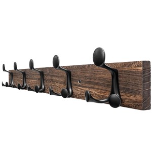 Rustic Fir Wood <b>Wall</b> Hook <b>Rack</b> 10-Hook Hand-Carved Wholesale Moradabad - Product Image 4