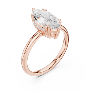 Bague de fiançailles taille marquise en or jaune 18 carats avec diamant, bague en or blanc 14 carats, bijoux fins pour femme, bague halo pour anniversaire et mariage, taille 7 - Product Image 4