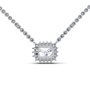 Collar con Colgante Halo de Diamante de Laboratorio de 1ct, Corte Radiante, Plata de Ley 925, Diseño Sunburst, Joyería de Lujo para Mujer - Product Image 2