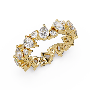 Anillos de eternidad de diamantes cultivados en laboratorio con corte redondo en racimo, de oro puro de 14K, para mujer, anillos de boda y aniversario, venta al por mayor - Product Image 3