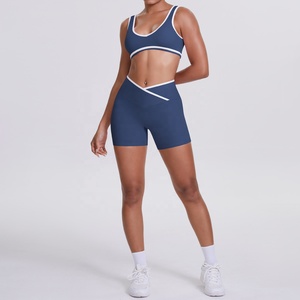 2026 custom Scoop Neck Racerback <b>Crop</b> <b>Top</b> High Waist Shorts 2 Piece Set Seamless Solid Color Yoga Wear Four-Way Stretch - Product Image 6