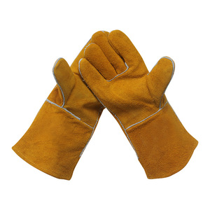 Gants de travail de sécurité en cuir de vachette fendu personnalisés, résistants à la chaleur, avec protection renforcée du pouce, pour la chasse LGW-0037C - Product Image 3