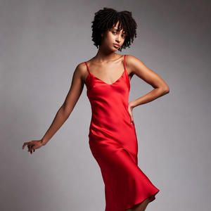 Vestido de satén para mujer, con tirantes finos, mini vestido de noche, vestido de satén - Product Image 1