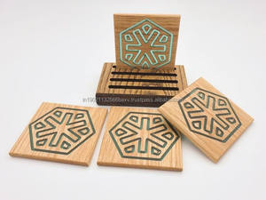 Posavasos Cuadrados Hechos a Mano de Madera y Resina con Diseño Estampado, Estilo Europeo, para Decoración del Hogar, Hoteles y Bodas, Venta al Por Mayor - Product Image 5