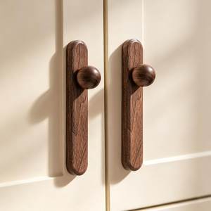 Poignées de meubles en bois de noyer personnalisées, boutons de tiroir, poignées de porte et de fenêtre modernes pour armoires de cuisine, écologiques et durables - Product Image 3