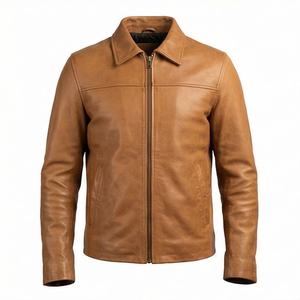 Chaqueta de Moda para Motociclistas, Estilo Cuello Alto con Cinturón, Acabado en Cuero Semi Anilina, Equipo de Protección para Motociclismo en Color Personalizado - Product Image 1