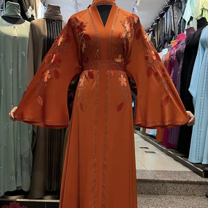 New2026 sale Modest Dubai Beaded Sequined Long Sleeve <b>Abaya</b> Muslim Traditional Handmade Wedding Women Polyester Breathable V Nec - Product Image 1