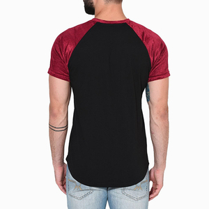 <b>Men's</b> <b>Black</b> <b>Red</b> Raglan Sleeve T-<b>Shirt</b> O-Neck Knitted Solid Color Casual Wear Style T-<b>Shirt</b> Regular Fit T-<b>Shirt</b> Short Sleeve Tee - Product Image 3