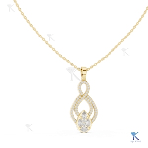 Collier pendentif en or massif 14K 18K avec diamant de laboratoire taille marquise, motif infini, bijou de mariée raffiné pour femme, cadeau de fête - Product Image 1