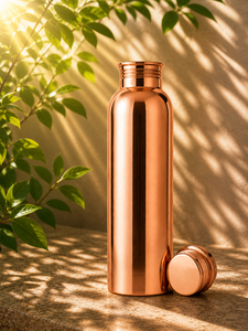 Leak Proof 1 litre Pure Copper Water <b>Bottle</b> mirror finish Plain Handmade Ayurvedic Drinking <b>Bottle</b> Wholesale Supplier India - Product Image 3