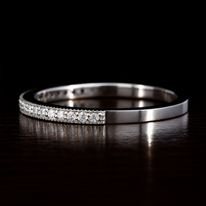 Round Cut Lab Grown Diamond Wedding Band IGI Certified Half Eternity Engagement <b>Ring</b> Classic <b>Stacking</b> Matching Solid Gold Band - Product Image 1
