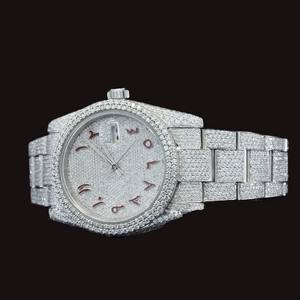 Luxury Diamond Man's <b>Iced</b> <b>Out</b> <b>Watch</b> Stainless Steel Case VVS1 Mossionite Diamond Arabic Dial Date Display Men Gift - Product Image 3
