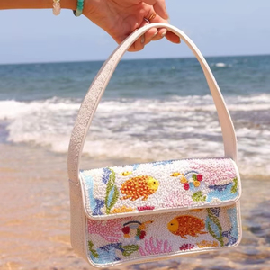 Beaded Ocean Fish Fashion Eco-Friendly Portable Shoulder Bag Handmade Beach Summer Handbag - Product Image 1