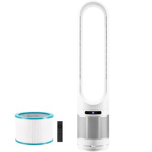 Ventilatore a Torre Senza Pale, Oscillazione a 80 Gradi, 8 Velocità, Timer 8 Ore, Funzione di Posizionamento a Terra, Velocità 4,7 m/s, per Spina AU/US, Confezione Semplice - Product Image 1