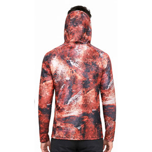 Men's Full Sleeve Hooded Sublimation Print Long Sleeve Quick Dry Moisture Wicking Pullover Hoodie Red Camo Pattern Leisure <b>Top</b> - Product Image 3