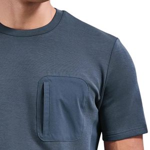 T-shirt décontracté pour homme à col rond, manches courtes, avec détail poche, coupe classique, en coton léger, vêtement streetwear, vente en gros - Product Image 5