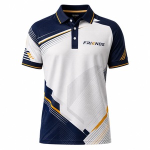 Polo à manches courtes pour homme, imprimé géométrique sportif, séchage rapide, tricoté, 100% coton, blanc, bleu marine, jaune - Product Image 1