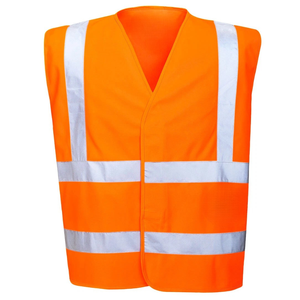 Chaleco de Seguridad Reflectante Naranja de Alta Visibilidad, Unisex, Poliéster, para Todas las Temporadas, Uniforme de Guardia, Ropa de Trabajo - Product Image 1