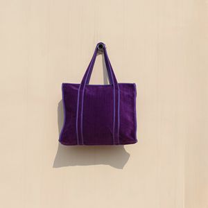Bolso de Hombro de Terciopelo de Algodón Morado, con Cierre, Asa Doble, Diseño Elegante Acolchado, Ecológico y Ligero para Mujer - Product Image 2