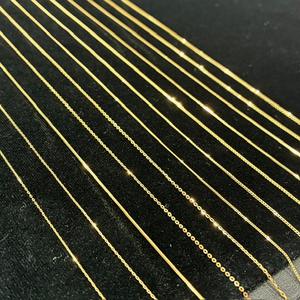 Gold Necklace 18k Real Gold <b>cable</b> chain box chain cut chain Necklace Japan Jewelry High Quality <b>Link</b> Chain Men Women Japan Au750 - Product Image 1