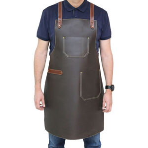Delantal de Trabajo Profesional Multiusos de Cuero Genuino, Delantal de Chef, Suministro ODM, Resistente a la Abrasión, Unisex, con Múltiples Bolsillos - Product Image 1