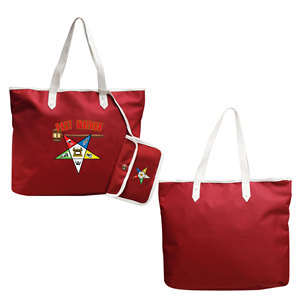 Bolso Tote de la Orden del Estrella del Este (OES) Color Granate para Ex-Materna |   Bolsa de Mano Personalizada con Cierre de Cremallera Impermeable, Diseño Eastern Star - Product Image 1