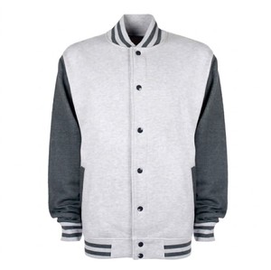 เสื้อแจ็คเก็ตวาร์ซิตี้สีเทาอ่อนสำหรับผู้ชาย ผ้าสแปนเด็กซ์/โพลีเอสเตอร์ ผ้าฟลีซเนื้อนุ่ม แขนเสื้อสีเทาเข้มตัดกัน - Product Image 1