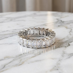4.00CTW Emerald Cut Diamond Bar <b>Set</b> Wide Eternity Wedding Band <b>Ring</b> for <b>Women</b> Luxury Stackable Jewelry <b>Ring</b> - Product Image 2