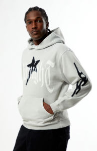 Sweat à capuche zippé unisexe oversize style streetwear hip-hop, en molleton épais 100% coton, doublure polaire, couleur unie, épaules tombantes - Product Image 3