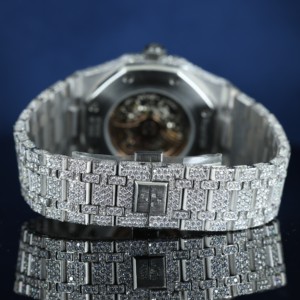 Reloj Automático Premium para Hombre, Totalmente Cubierto de Diamantes, Diseño de Esqueleto |   Puntero de Cristal de Zafiro de 16 mm de Acero Inoxidable con Corte de Diamante |   Bling de Hip-Hop - Product Image 2