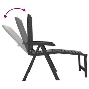 Chaise longue pliante standard en plastique anthracite pour la détente en plein air - Product Image 6