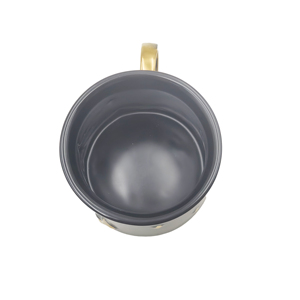 Vente en gros de tasses en céramique gris foncé personnalisées avec étoile dorée en relief 3D et poignée dorée - Product Image 5