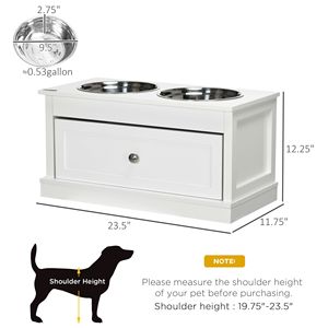 Tappetino per cani portatile con 2 ciotole in acciaio inossidabile e cassetto portaoggetti - Bianco - Product Image 3