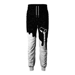 New Men's Dripping Print Sweatpants Elastic Waist Drawstring Casual Joggers Spliced Design Polyester Fleece Autumn Wear - Product Image 2