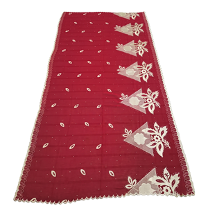 Écharpe Triangle en Mousseline de Soie pour Femme, Broderie Strass, Bordure Florale en Dentelle, Légère et Respirante, Vente en Gros, OEM ODM - Product Image 2
