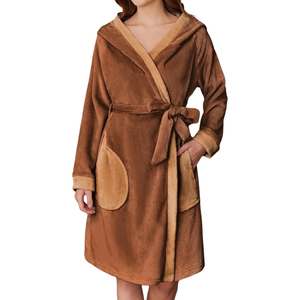 Bata de Baño Elegante para Mujer, de Secado Rápido, Transpirable, de Algodón/Fibra de Bambú, Diseño Sólido, Ropa de Estar por Casa, Térmica, Personalizada, con Cuello en V Frontal - Product Image 3